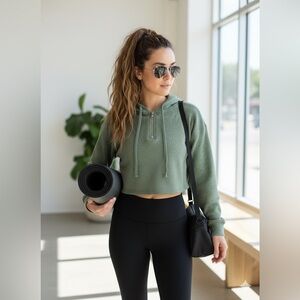 Canapé Cotton Rib Hoodie in Olive/Sage